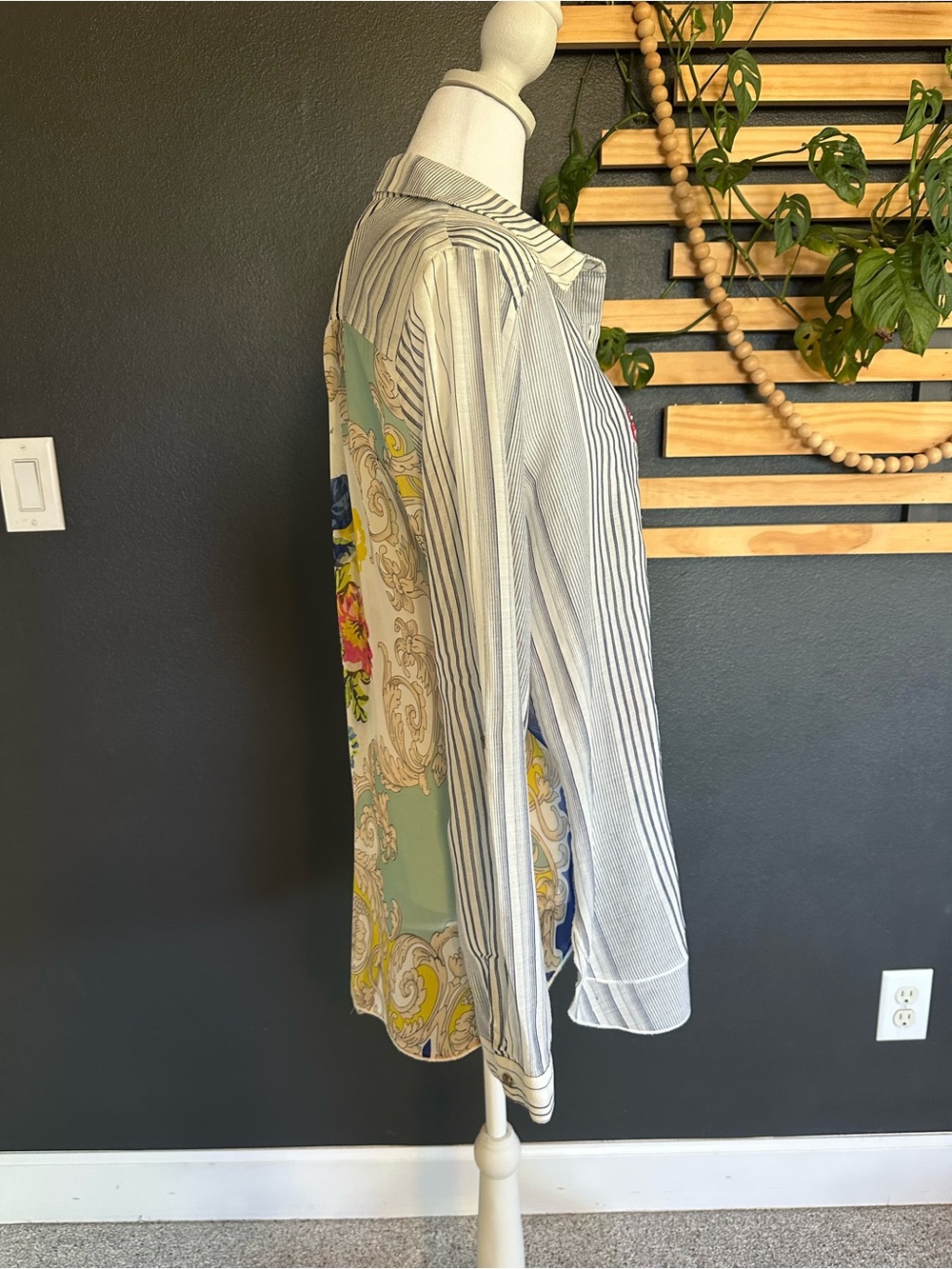 Aratta Silent Journey Embroidered Floral Mixed Print Boho Blouse Size Large - Picture 5 of 13